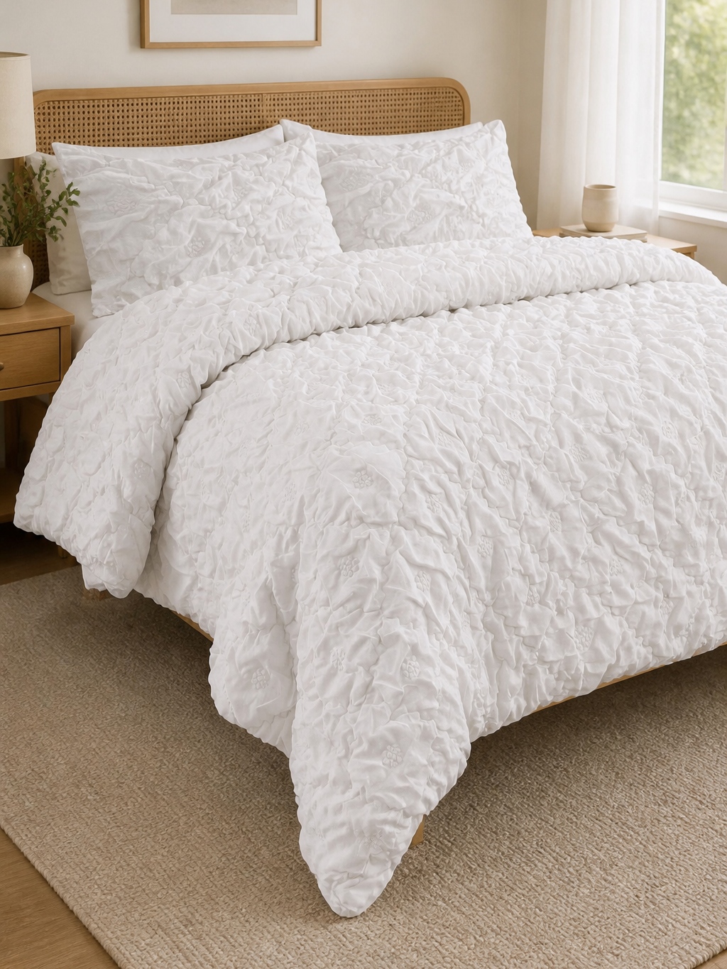 White 3D Floral Duvet Cover main image